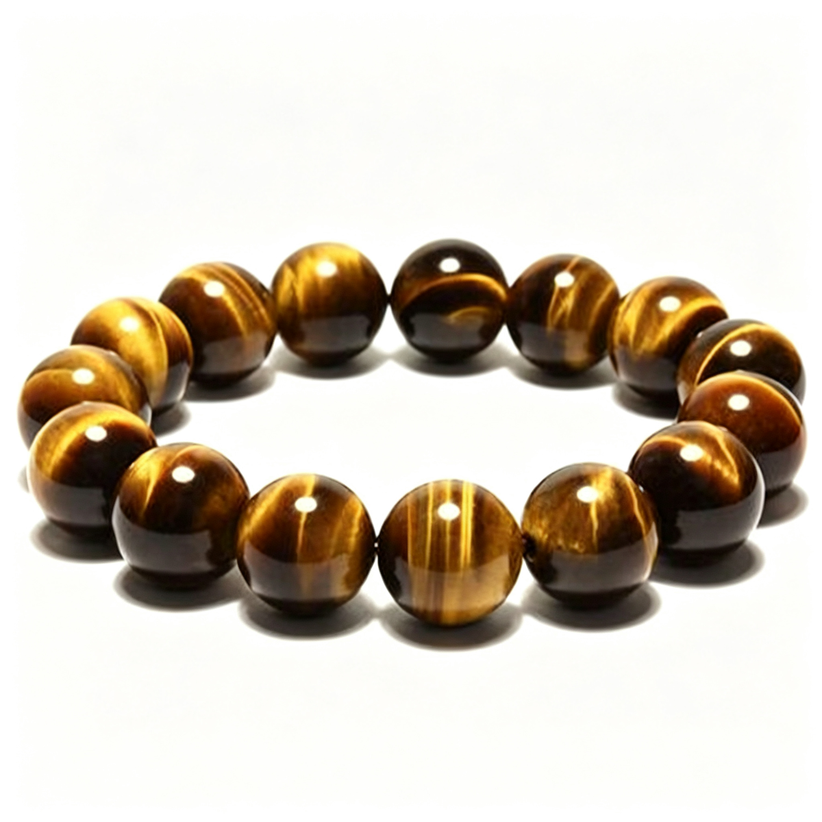 Natural Collector Grade Yellow Tiger Eye Bracelet for Men, Tiger's Eye Woodstone Beaded Bracelet, Lucky Bracelet for Birth Year