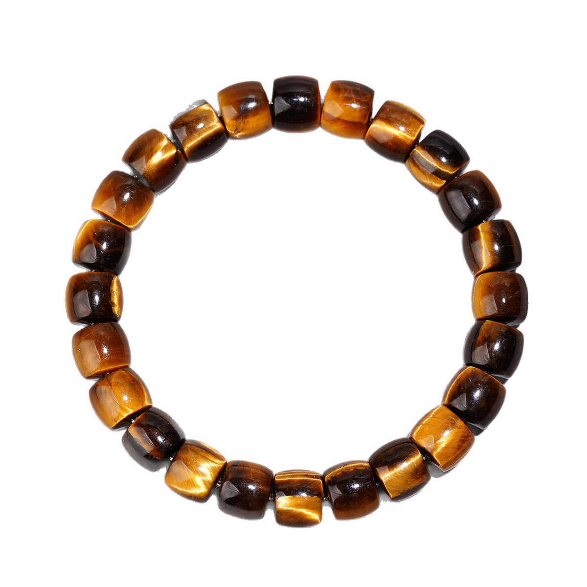 Natural Yellow Tiger's Eye Barrel Bead Bracelet Men Women Healing Crystal Stone Bracelet
