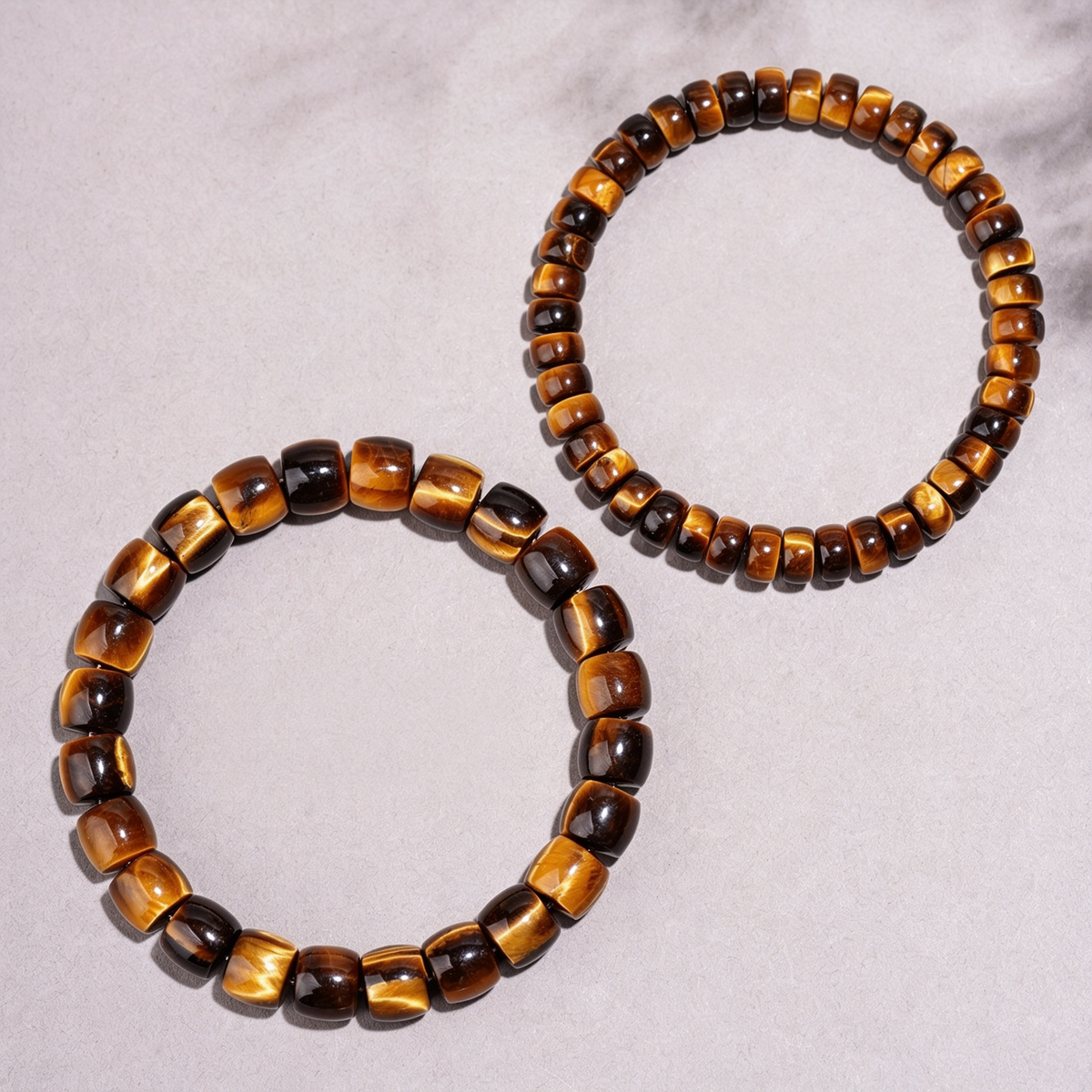 Natural Yellow Tiger's Eye Barrel Bead Bracelet Men Women Healing Crystal Stone Bracelet